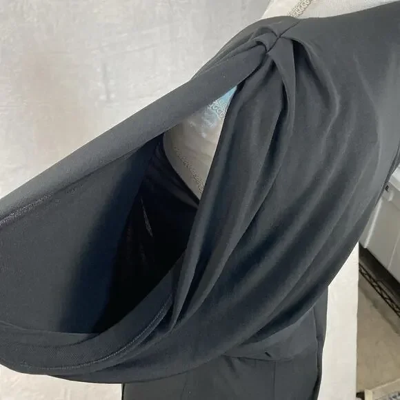 Nicole Miller Faux Wrap Maxi Dress Womens 4 Black Y2K Witchy Fairy Whimsigoth - Picture 6 of 13